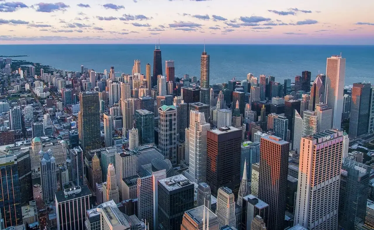 Chicago skyline along Lake Michigan