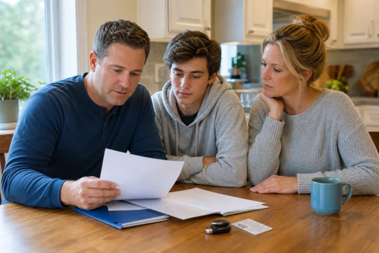 Parent reviewing car insurance for a teenager in Illinois