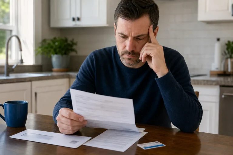 Illinois driver reviewing a suspended registration notice and possible fine.