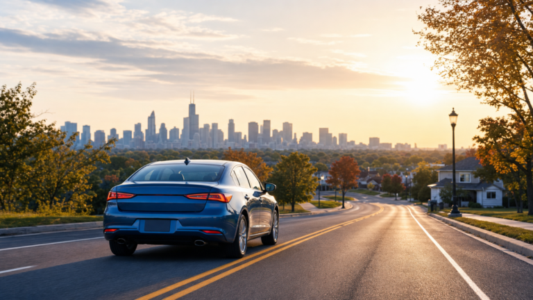 Illinois driver reviewing car insurance costs and quote details.